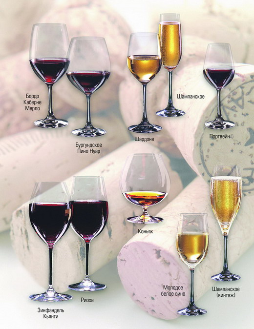 Фото Общее правило таково: для красных вин нужны большие бокалы, для белых — средние, для крепких напитков — малые, ибо они должны подчеркивать не спиртовую составляющую, а фруктовый характер.